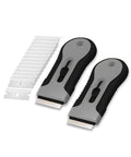 Bates- Razor Blade Scraper Tool, 2 Pack, 30 Extra Stainless Steel Blades, Anti-Slip Ergonomic Handle Design, Razor Scraper Set for Cleaning Window, Paint, Oven, Glass, Stove - color: Black & Gray