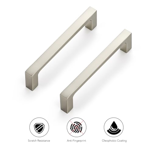 Ravinte Brushed Nickel Kitchen Cabinet Solid Handles,4 Inch,5 Pack - color: Brushed Nickel, size: 4 Inches Hole Center