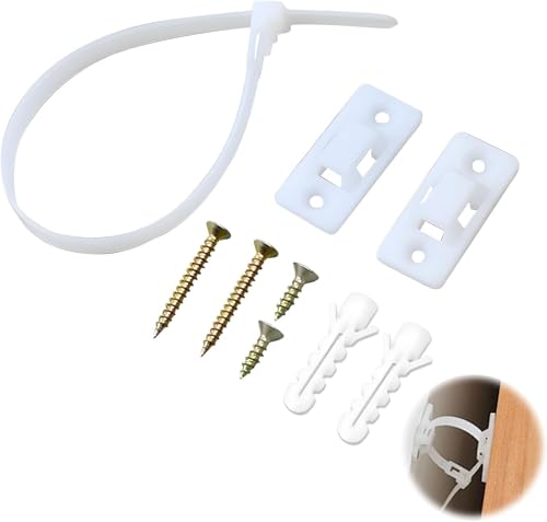 Anti-Tip Furniture Anchor Kit (10 Pack)– Adjustable Wall Anchors for Bookshelves, Dressers, Cabinets – Child Safety Furniture Tethers to Prevent Tip-Over Accidents