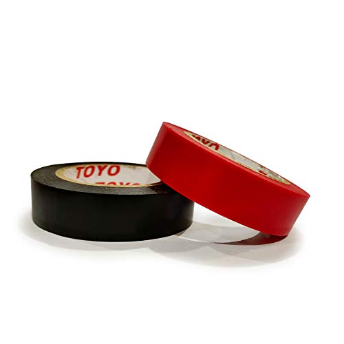 Toyo PVC Electrical Tape | Heat Resistant, Flame Retardant, Waterproof | 0.6 Inch X 30 Feet | Black and Red | 6 pcs/Pack | Adhesive for Wiring, Circuits and Home Repairs (6, Black and Red)