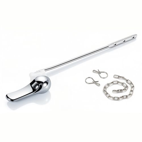Joyrain Universal Front-Mount Toilet Replacement Kit, Toilet Flush Tank Rod with Stainless Steel Flapper Chain, Compatible with Most Front-Mount Toilets (Chrome (Brushed Nickel Rod), 1-Pack)