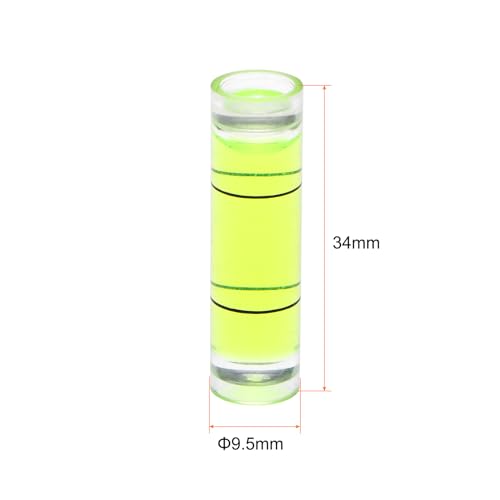 HARFINGTON 4pcs Cylindrical Bubble Level 9.5x34mm Mini Bullseye Spirit Levels for Leveling Camera Tripod Telescope Workshop Turntable Pictures Frame, Green - size: 9.5x34mm