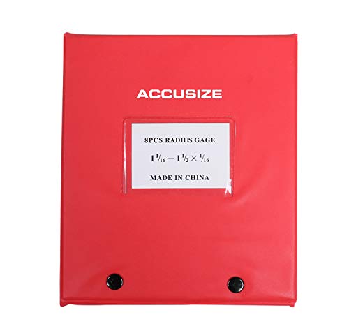 Accusize Industrial Tools 8 Pc Radius Gauge Set 1-1/16'' to 1-1/2'' Gauges without Holder, 3602-5023