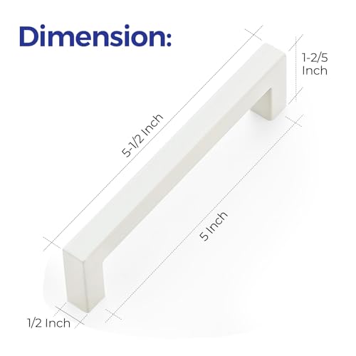 Ravinte White Square Cabinet Handles Drawer Pulls,5 Inch,30 Pack | Screws Included, Stainless Steel, Square Bar Grip, Easy Install, Kitchen Cabinet Hardware, For Cupboards, Drawers, Dressers - color: White