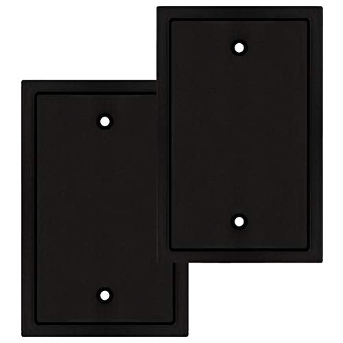 Henne Bery Modern Edge Switch Plate Wall Plate Outlet Cover, Durable Solid Zinc Alloy (Single Blank 2PK, Matte Black) - color: Matte Black, size: Single Blank 2PK