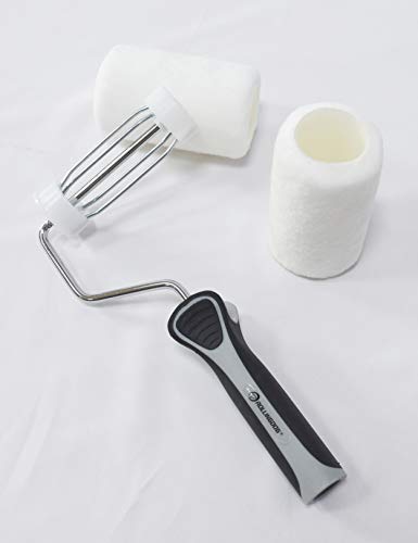 ROLLINGDOG 4 Inch Mini Roller - 3/8" Nap Roller Covers,Small Paint Roller for Wall, Trim, Detail Painting - color: 4Inch paint roller