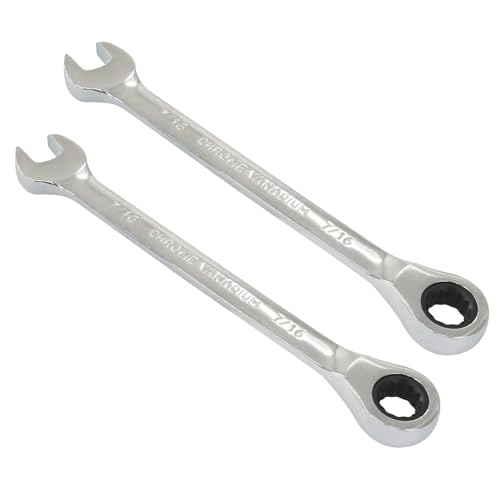 2 Pcs 7/16 Inch Ratchet Combination Wrench, Imperial SAE 72-Tooth - size: 7/16 Inch