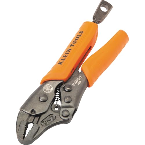Klein Tools 38600 Curved Jaw Locking Pliers with Quick Release Handles, Intuitive Thumb Knob, High Torque, Mole Grips for Clamping and Gripping, 5-Inch - size: 5-Inch