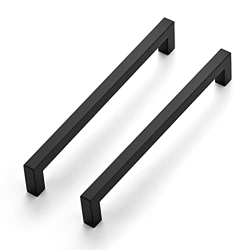 Ravinte Matte Black Cabinet Handles Square Pulls 8 Inch 3 Pack - size: 8-1/2 Inch (8 Inch Hole Center)