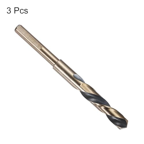 uxcell 3pcs Reduced Shank Twist Drill Bits 13mm Black Nitride & Gold Titanium Coated High Speed Steel 4341 with 10mm Shank for Stainless Steel Alloy Metal Plastic Wood - size: 13mm x 10mm