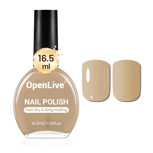 OpenLive 16.5ml Nude Brown Nail Polish Large Volume Quick Drying Nail Polish, Fast Drying and Long Lasting Color Nail Art DIY Home Manicure Gift for Women - color: Nude Brown