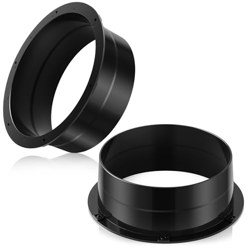 2 Pcs Duct Connector Flange 6 Inch Plastic Straight Pipe Flange Black Duct Reducer Dryer Vent Connector for Heating Cooling Grow Tent Bathroom Kitchen Ventilation System - size: 6 Inch