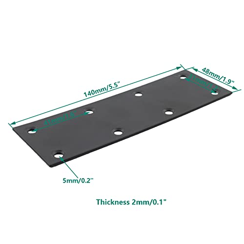 4 Pack Flat Straight Brace Brackets, ULIFESTAR Black Stainless Steel Mending Bracket Plate Metal Shelf Support Fixing Joining Plate for Furniture,Wood,Shelves,Cabinet with Mounting Screws - size: 140 x 48 x 2 mm