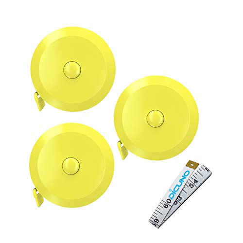 DiCUNO 3-Pack Soft Retractable Measuring Tape, 60-Inch 1.5 Meter, Yellow - color: Yellow*3pcs