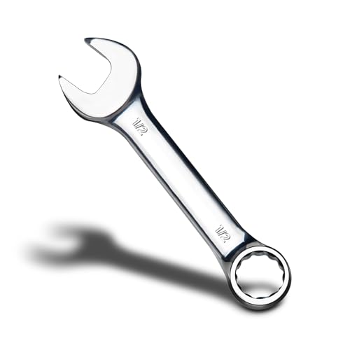 zhax 1/2" SAE Stubby Combination Wrench, 12 Point Box End, 15 Degree Offset Design, Mirror Polish Finish, Forged CR V Steel, Hand Tools for Mechanics, Ideal for Auto and Home Repair - size: 1/2"