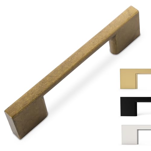 10 Pack 3 Inch(76mm) Cabinet Pulls Antique Brass Kitchen Cabinet Handles Zinc Alloy Drawer Pulls Solid Cabinet Hardware - color: Antique Brass, size: 3'' Hole Center(76mm)