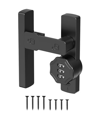 Keyless 90/180 Degree Sliding Barn Door Lock Latch, Black-1PC - color: Black-1PC