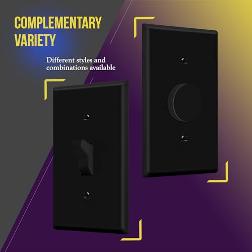 ENERLITES 5 Pack Light Switch Cover Plate for Toggle Wall Switch, Black - color: Black, size: 5 Pack