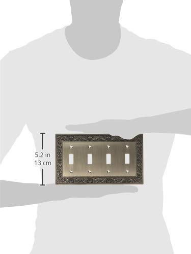 Amerelle 43T4AN English Garden Wallplate, 4 Toggle, Cast Metal, Antique Nickel, 1-Pack - color: Antique Nickel, size: 4 Toggle