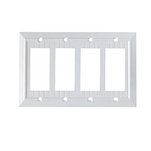 Pure White Classic Beadboard Wall Plates,Light Switch Covers,Electrical Outlet Covers, Switch Plates of Various Combination, Nature Bamboo Fiber Wall plate (4 Gang Decorator 1 Pack) - style: 4 Gang Decorator 1 Pack