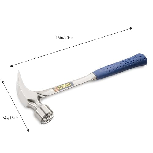 ESTWING Framing Hammer, 30oz Long Handle Straight Rip, Milled Face, E3-30SM - size: 30 oz, style: Milled Face
