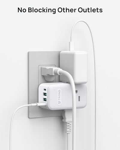 TROND Multi Plug Outlet Extender with 2 PD 20W USB C Charger and 3 Outlets - color: White, size: 3 Prong-1 Pack
