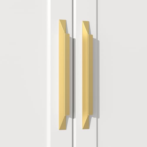 Goldenwarm 10 Pack Gold Cabinet Handles, 5" Hole Center Finger Pulls - color: Matte Gold, size: 5in Hole Centers