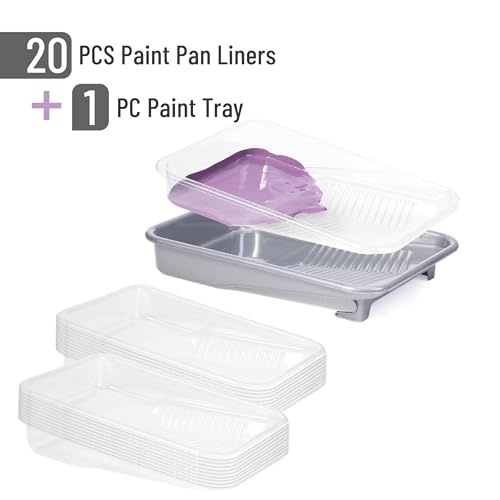 Bates- Paint Tray Set, 9 Inch, 22 pcs, 1x 9 Inch Paint Roller Tray, 20x Disposable Plastic Liners & 1x Roller Frame (Pack of 8) - size: 22 pcs (Pack of 8)