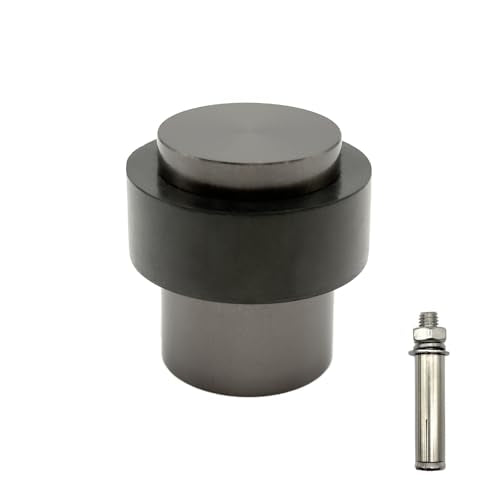 Floor Door Stopper, Wall Protection Heavy Duty Solid 304 Stainless Steel Cylindrical Door Stop with Rubber, 1 Pack, Grey - color: Gray