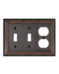 Switch Plates Outlet Covers, 1-Pack Metal Wall Plate, Aged Bronze - color: Aged Bronze, size: 2 Toggle/1 Duplex 1PK