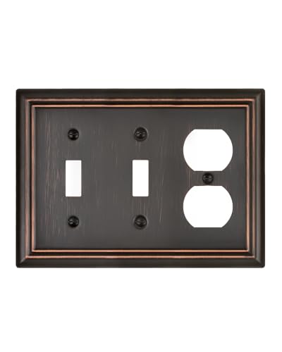 Switch Plates Outlet Covers, 1-Pack Metal Wall Plate, Aged Bronze - color: Aged Bronze, size: 2 Toggle/1 Duplex 1PK
