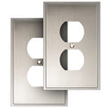 Henne Bery Soft Modern Decorative Wall Plate Switch Plate Outlet Cover (Single Duplex 2PK, Satin Nickel) - style: Single Duplex 2PK