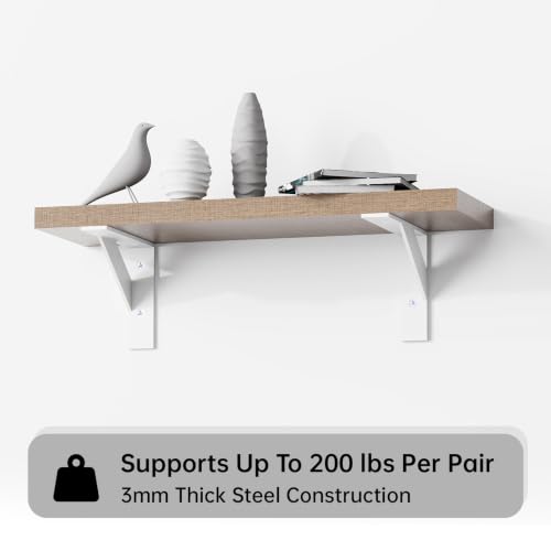Shelf Brackets,White Shelf Brackets 6 x 4 Inch 4Pack - size: 4x6inch-white