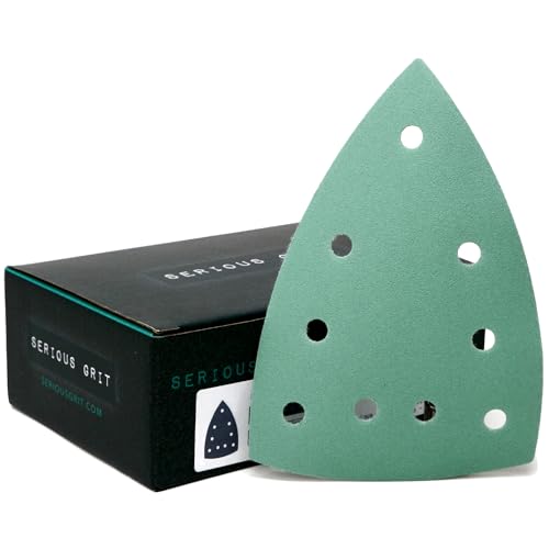 Serious Grit - 4" x 6" Delta P180 Grit Sanding Sheets - 50 Pack Box | Fits Festool DTS 400 & Mirka DEOS Delta Sanders - Heavy-Duty Hook & Loop Wet/Dry Film Sandpaper for Detail Work - size: 180 Grit