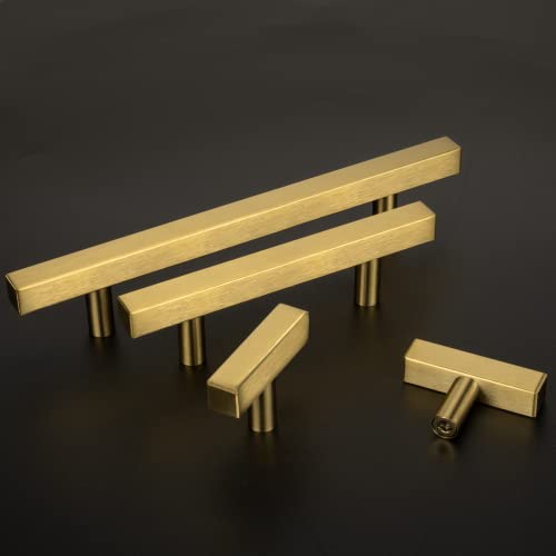 Goldenwarm 10 Pack 3-3/4 Inch Gold Cabinet Handles Brass Kitchen Pulls - color: Gold, size: 3-3/4 Inch Hole Center