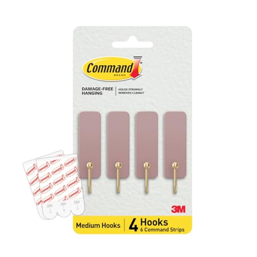 Command Medium Hooks, 4 Hooks, 6 Strips - color: Dusty Rose