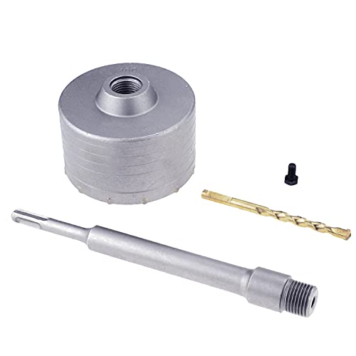 95mm / 3-3/4inch Concrete Hole Saw with 220mm(8.66 inch) SDS Plus Shank Connecting Rod Cement Hole Saw for Cement Brick Concrete Stone Wall (95mm / 3-3/4")