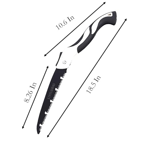 Folding Saw with Rubber Handle, 18.5 Inch Manganese Steel SK-5 Blade Pruning Saw for Hunting, Gardening, Camping and Trimming (blade 25cm) - size: blade 25cm
