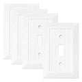 Modern Decorative Wall Plate Retro Wood Grain design Switch Cover Outlet Cover for Light Switch, Smart Switch, Dimmer, GFCI, USB Outlet (Single Toggle 4-Pack) - size: Single Toggle 4-Pack