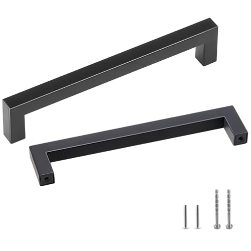 VEVOR 30 Pack Black Cabinet Pulls, 5.03in / 128mm Center to Center Kitchen Cabinet Drawer, Rust and Scratch-Resistant Hardware, Stainless Steel Door Handles for Kitchen Bathroom Bar Hardware Matte - size: 5 inch Hole Centers(128mm)