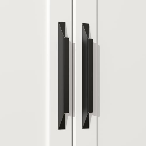 Goldenwarm 10 Pack Black Cabinet Handles, 5" Hole Center Finger Pulls - color: Black, size: 5in Hole Centers