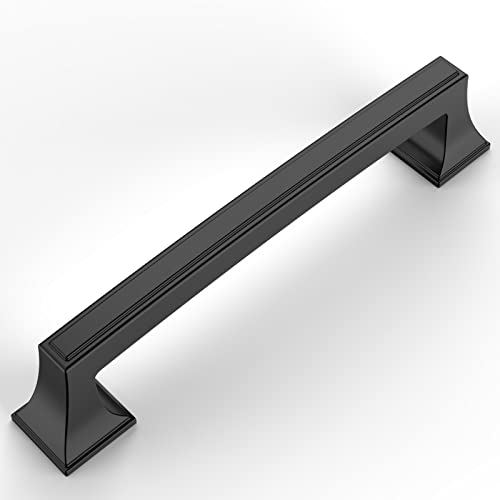 Amerdeco 10 Pack Matte Black Cabinet Pulls 5 Inch(128mm) Hole Center Cabinet Hardware Kitchen Cabinet Handles for Bathroom Drawer Pulls Dresser Pulls ZH0010 - color: Matte Black, size: 5"/128MM Hole Center