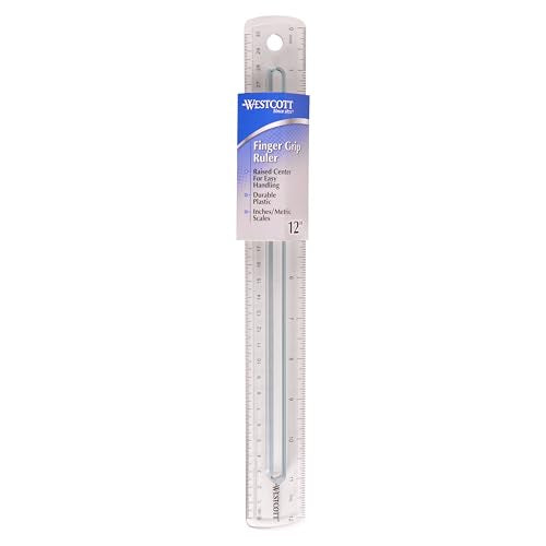 Westcott Finger Grip Ruler, Back-to-School, Smoke Gray, School Supplies, Classroom Supplies, 12-Inch - size: Single