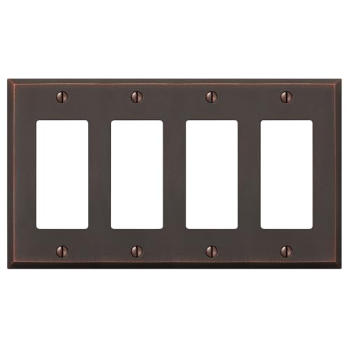 Amerelle Manhattan Quadruple Rocker Cast Metal Wallplate in Aged Bronze - size: 4 Rocker