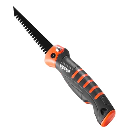 VEVOR Folding Jab Saw, 5 in Foldable Keyhole Saw with Soft Grip Handle, Folding Drywall Hacksaw with Triple Ground Teeth and Sharp Tip, for Drywall, Wood, PVC Pipes, Thin Sheets, Wall Panels - size: 5 inch