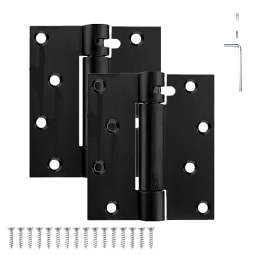 Self Closing Door Hinge, 3 inches,Auto Closing Spring Hinge with Adjustable Tension, Thickened 304 Stainless Steel Heavy Duty Door Hinges with Mounting Screwdriver Hardware,2 Pack(Black)