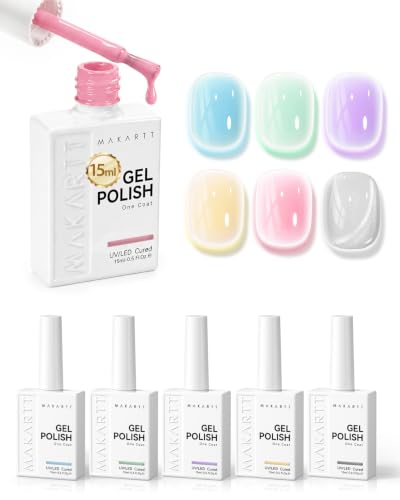 Makartt Pastel Gel Nail Polish Set 15ML: 6 Translucent Colors - color: Cool Girl Mocktail