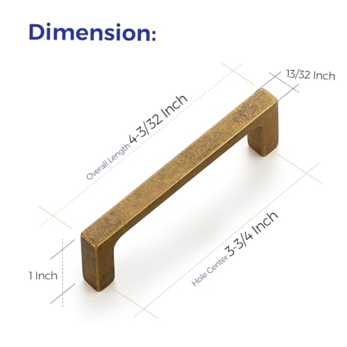 Ravinte Antique Brass Kitchen Cabinet Solid Handles,3-3/4 Inch,5 Pack - color: Antique Brass, size: 3-3/4 Inches Hole Center
