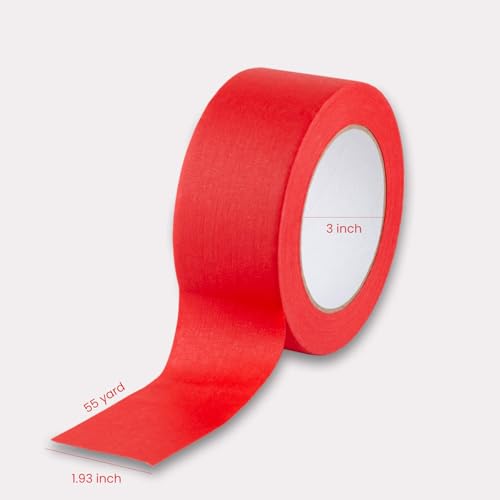 Lichamp Wide Red Painters Tape 2 inches, 1pc Medium Adhesive Red Masking Tape, 1.95 inches x 55 Yards - size: 1.93 inches