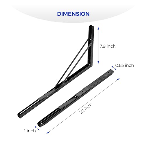 Ravinte Matte Black Folding Shelf Brackets, 22 Inch, 2 Pack - size: 22 Inch